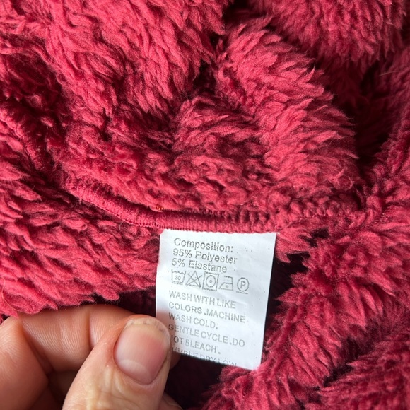 Cozy Red Sherpa Fleece Hooded Jumpsuit - Picture 5 of 6